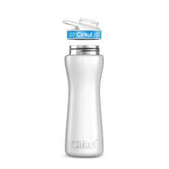 22oz. White Stainless Steel Bottle with Blue Comfort Grip Lid